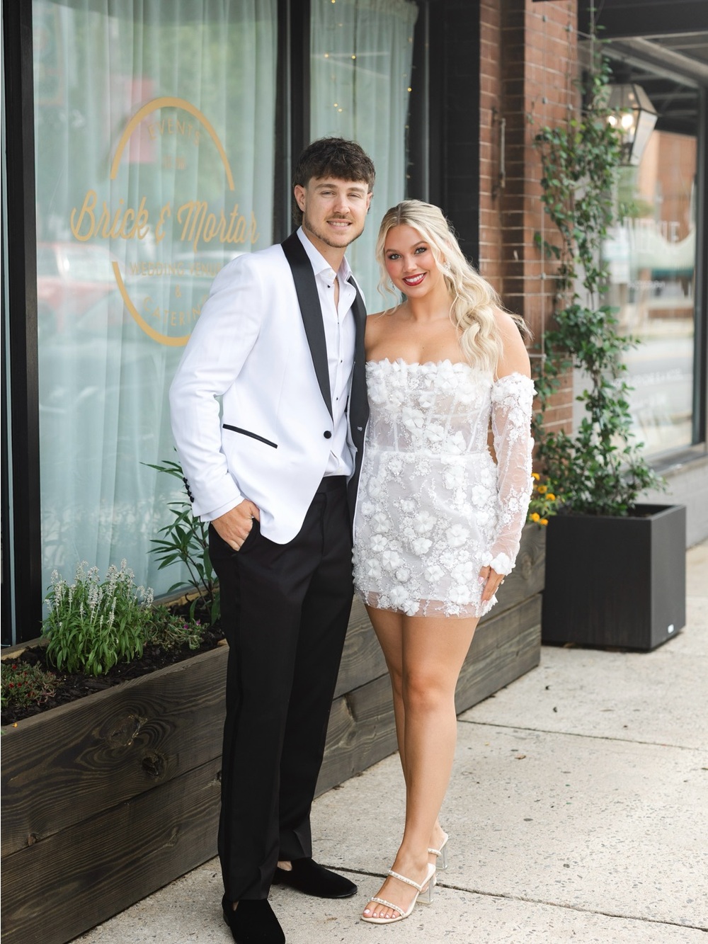 Isabelle Strapless White Floral Appliqué Mini Dress - Picture 2 of 9